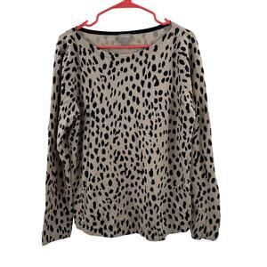 CHICO’S Sweater SZ Large (Chico’s SZ2) Animal Print Cheetah Pullover Office Work